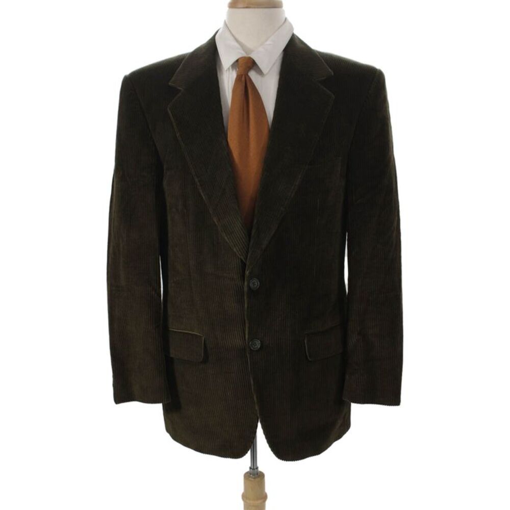 Yves Saint Laurent Mens Green Cotton Blazer Buttoned Size 44
